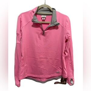 Avia - quarter zip athletic top - pink / grey - size Med